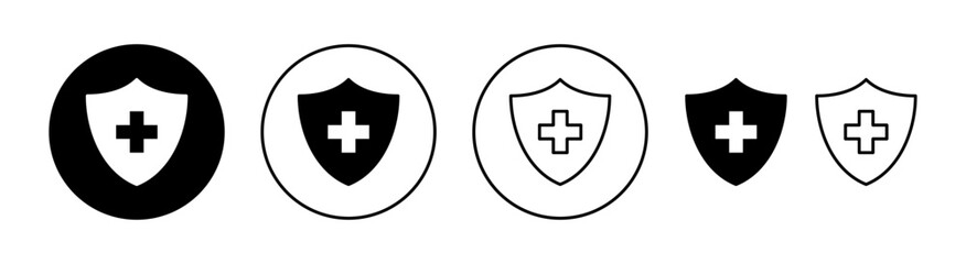 Health insurance icon set for web and mobile app. Insurance document sign and symbol