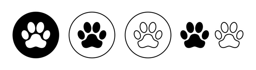 Paw icon set for web and mobile app. paw print sign and symbol. dog or cat paw