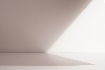 Minimalist white room with shadow and light