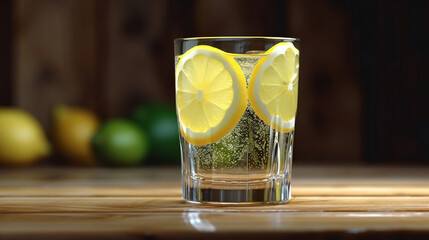 Glass of water with lemon Generative AI © Jonatas
