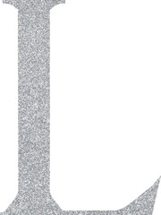 Silver glitter font, alphabet letter  L