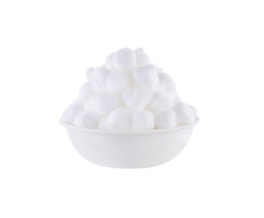 Fototapeta na wymiar Cotton wool in white bowl isolated on transparent png