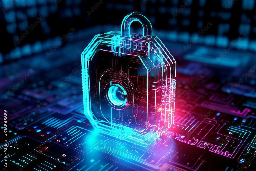 Aufkleber abstract futuristic backdrop concept of internet security and personal data protection. ai generated