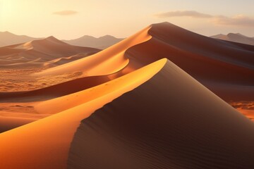 Fototapeta na wymiar Dunes in the desert. Background with selective focus and copy space. AI generated, human enhanced