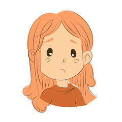 Diverse face of young girl, her emotions. Portrait with a positive facial expression. Hand drawn doodle sketch. Vector illustration for any design