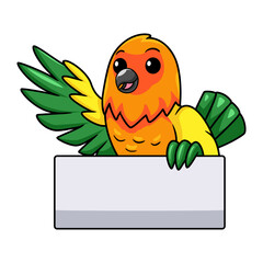 Cute sun conure parrot cartoon waving hand