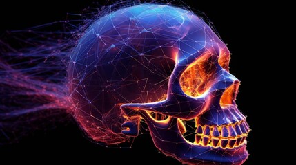 ネオンカラーのドクロ,Generative AI AI画像