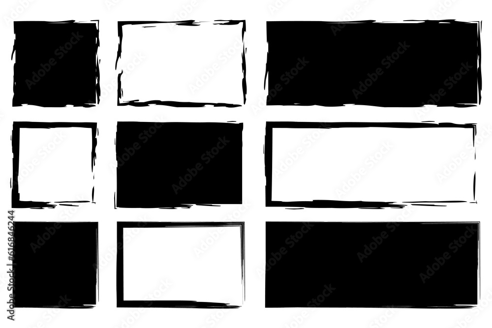 Poster set square and rectangle shapes of grunge style. vector illustration. stock image.