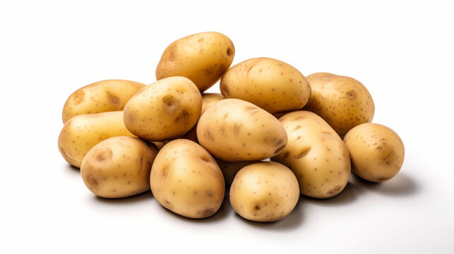 Potatoes on the white background. Created with Generative AI technology.