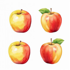 Beautiful watercolor illustration of an apple.