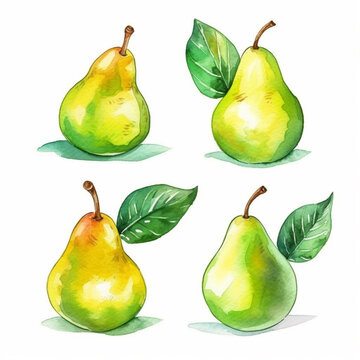 Artistic watercolor depiction of a luscious pear.