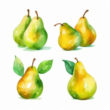 Pear in a stunning watercolor masterpiece.