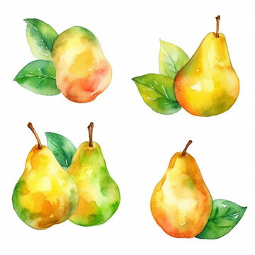 Pear depicted in a mesmerizing watercolor painting.