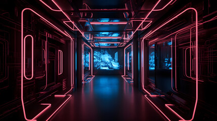 ネオン・ドリームズ：未来的なSFトンネルを旅する No.042 | Neon Dreams: A Journey Through a Futuristic Sci-Fi Tunnel Generative AI