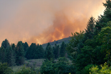 Cloud of smoke above the Monts d'Arrée