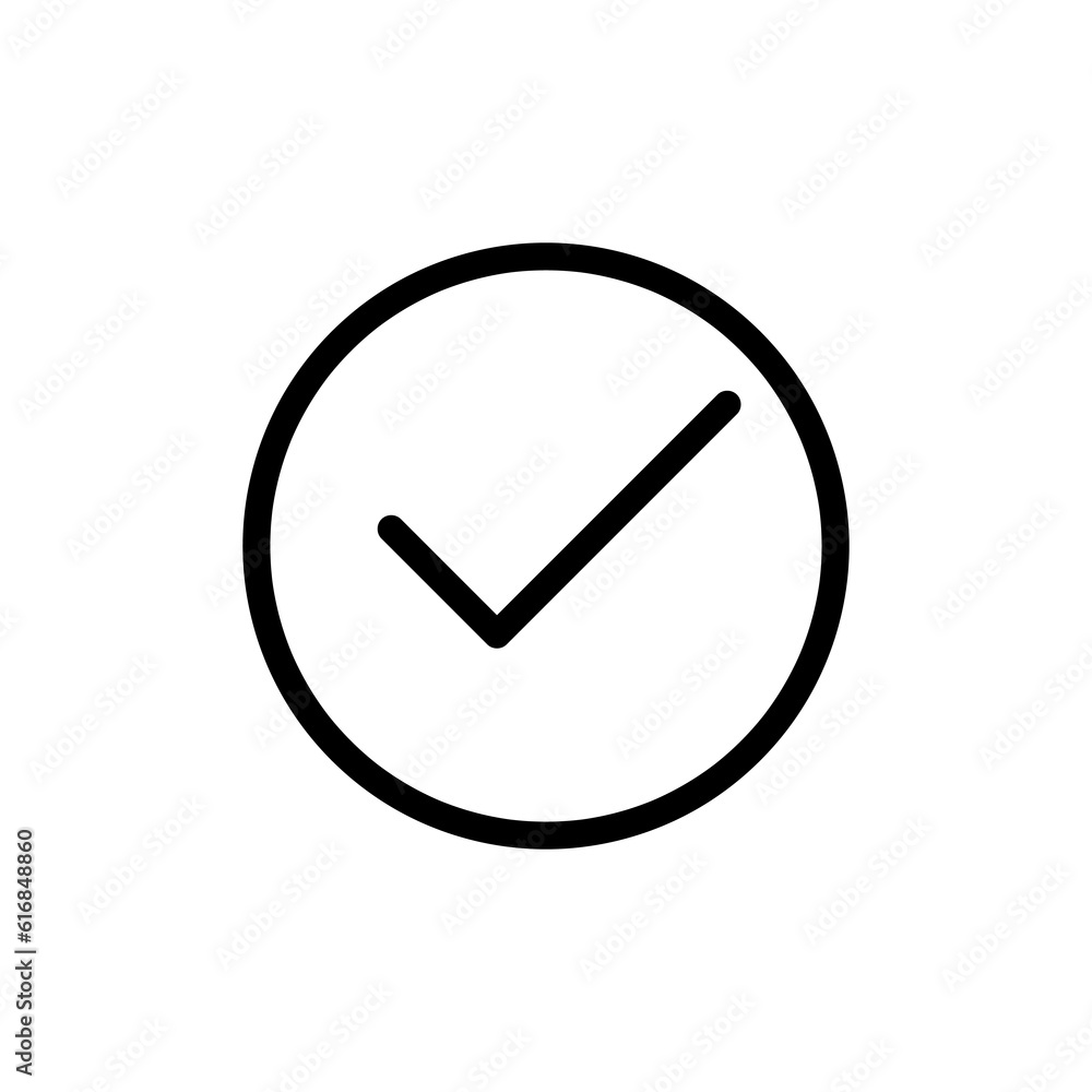 Poster check mark icon vector illustration. tick mark linear symbol with thin outline. the thickness is edi