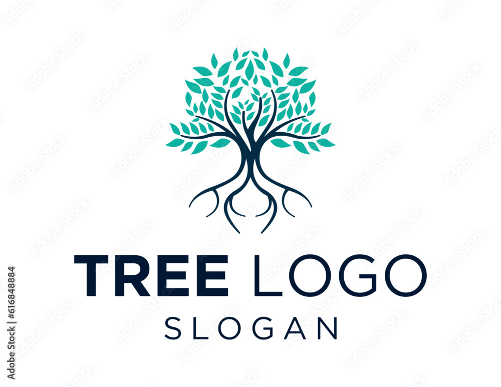 Poster logo design about tree on a white background. made using the coreldraw application.