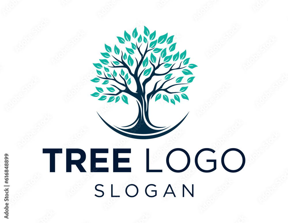 Poster logo design about tree on a white background. made using the coreldraw application.