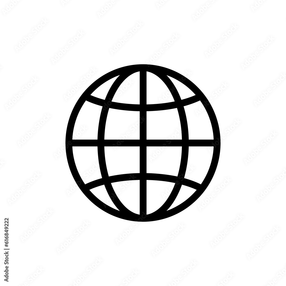 Poster globe icon vector symbol illustration, globe linear symbol with thin outline. globe icon on white ba