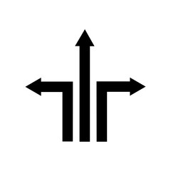 Three way direction arrow. Vector illustration. stock image.