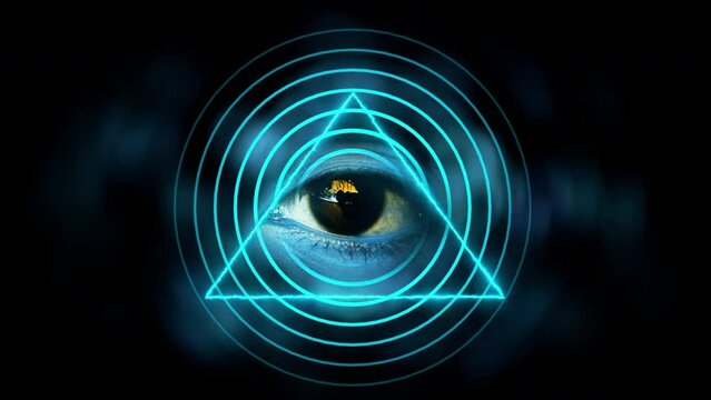 An Eye with a triangle effect and radio waves