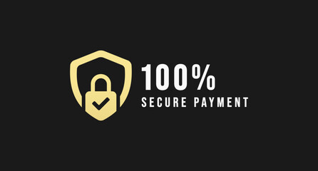 100% Secure payment or 100% Secure Payment vector isolated in Flat Style. 100% Secure stamp for product packaging design element. 100% Secure payment label for packaging design element.