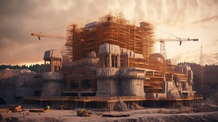 Fototapeta premium 工事現場の風景,Generative AI AI画像