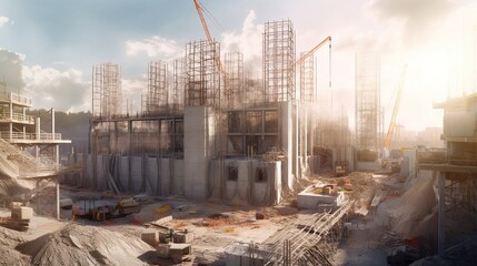 工事現場の風景,Generative AI AI画像