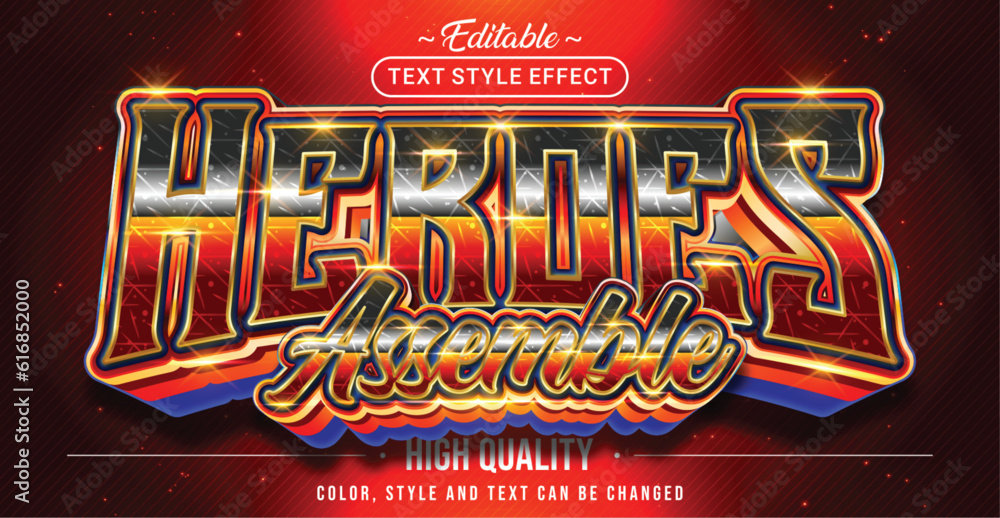 Poster Editable text style effect - Heroes Assemble text style theme.
