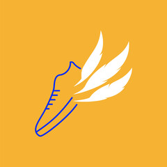 Simple Shoe Logo, a logo combination of shoe and fine feathers. great for your store logo.