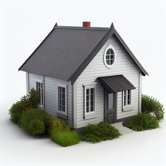 Image of a model of a private house or cottage on an isolated light background. Generative AI