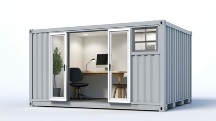 Fototapeta na wymiar Interior of mobile container site office for construction site. Shipping container. Portable house and office cabins,Generative AI illustration