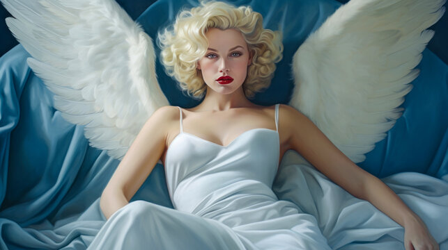 Heavenly Blonde Bombshell - Retro Style Illustration Generative AI