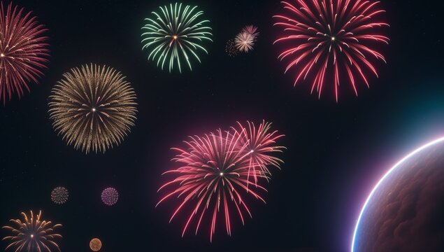A Picture Of An Expressive Fireworks Display In The Night Sky AI Generative