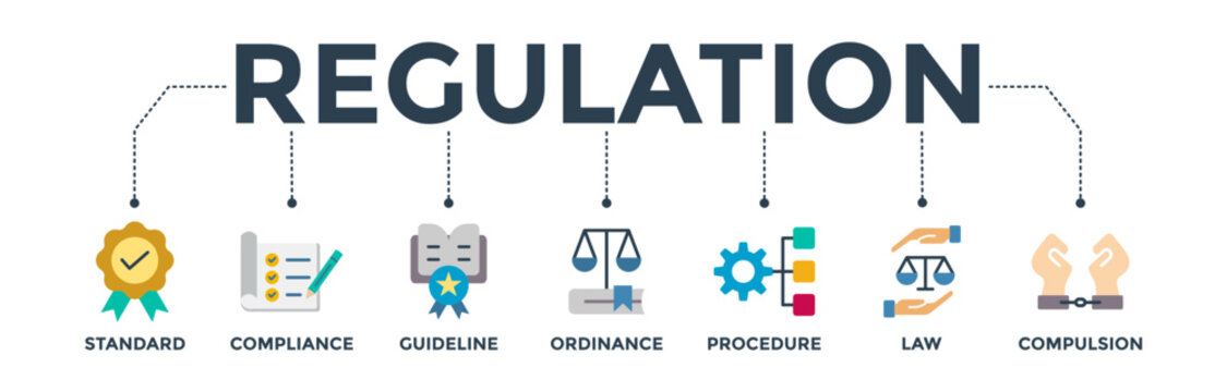 Regulation banner web icon vector illustration concept with icon of standard, compliance, guideline, ordinance, procedure, law and compulsion