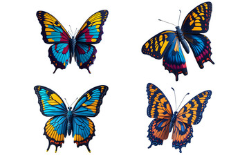 Fototapeta na wymiar Colorful butterflies for design isolated on white background
