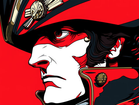 napolean at large, cartoon warrior, powerful figure, cartoon