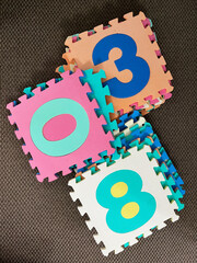 Number puzzle rubber tiles mat