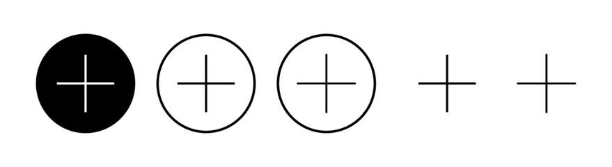 Plus Icons set. Add plus icon. Addition sign. Medical Plus icon