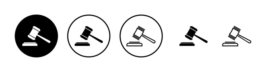 Gavel icons set. Hammer icon vector. Judge Gavel Auction Icon Vector. Bid