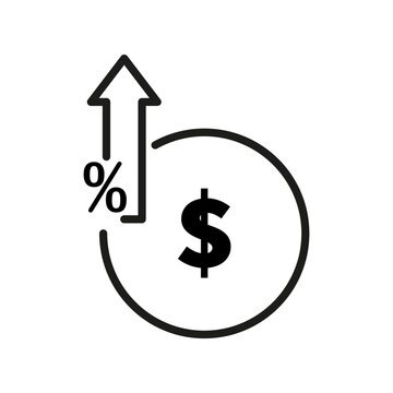 Money dollar up arrow. Vector illustration. stock image.