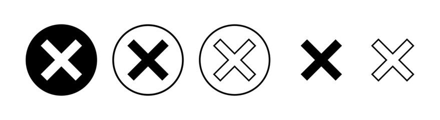 Close icons set. Delete icon. remove, cancel, exit symbol