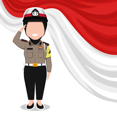 cute hijab police character cartoon