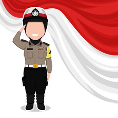 cute hijab police character cartoon