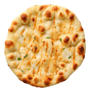 Garlic naan bread isolated.
