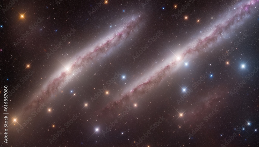 Wall mural a composition of a visually stimulatingly colored image of two spirals of stars ai generative