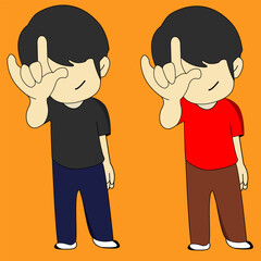 I Love You Sign, I Love You Hand, Valentine Day,
illustration, boy,  shirt, valentine, valentine day, character, cartoon, ILY Sign, ILY Hand, เลิฟยู, ตัวการ์ตูนน่ารักๆ, vector