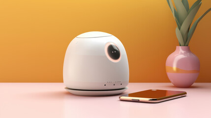 Cute Friendly AI Robot Assistant in the Home Futuristic Generative AI 