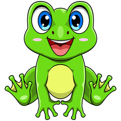 Cute baby frog cartoon sitting 
