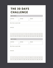The 30 Days Challenge planner. (Black) 